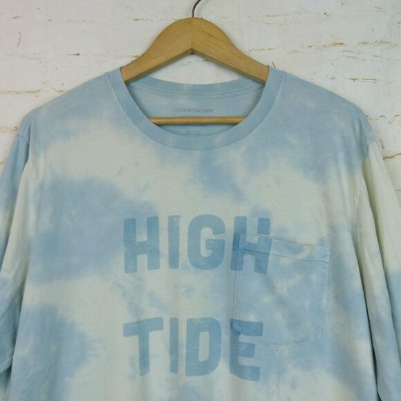 Outerknown Shirt Mens XL Blue White Tie-Dye Tide Shift Graphic LS Cotton Surf - Picture 3 of 9